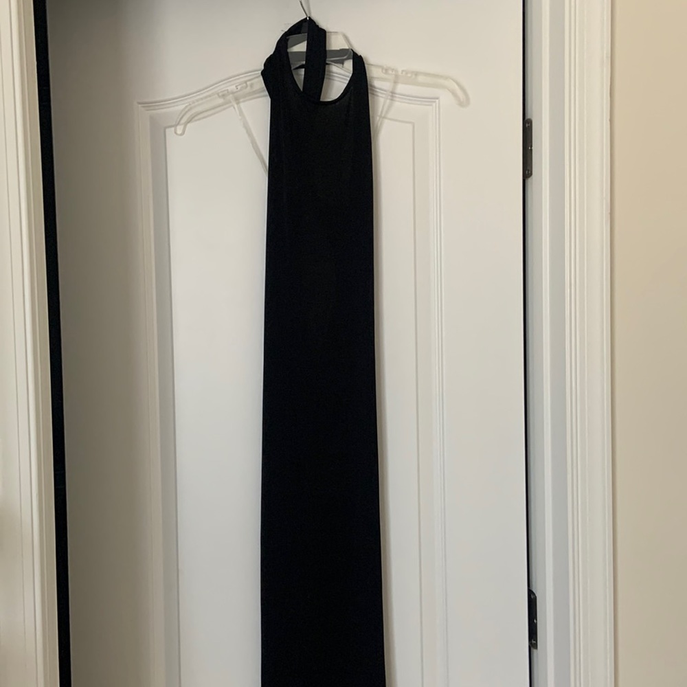 Black maxi dress. Crisscross straps with open back